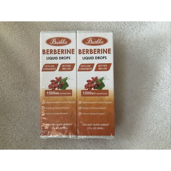 Berberine Liquid Drops 1500mg Ceylon Cinnamon Heart Health & Immune 2 Pack 2 oz - Picture 1 of 6